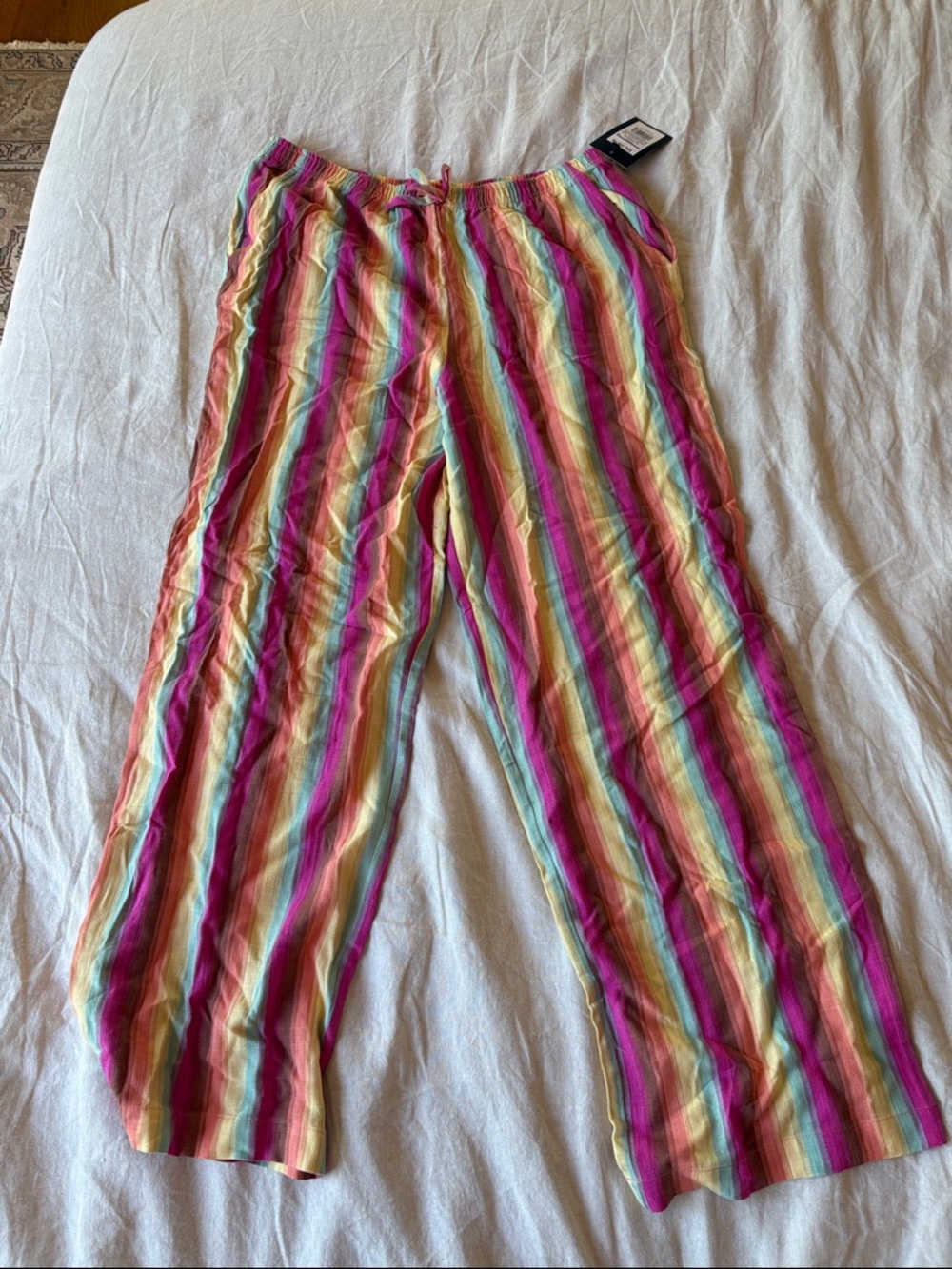 Target Bright Multicolor Stripe linen-like Pull-On Pants - Picture 2 of 4